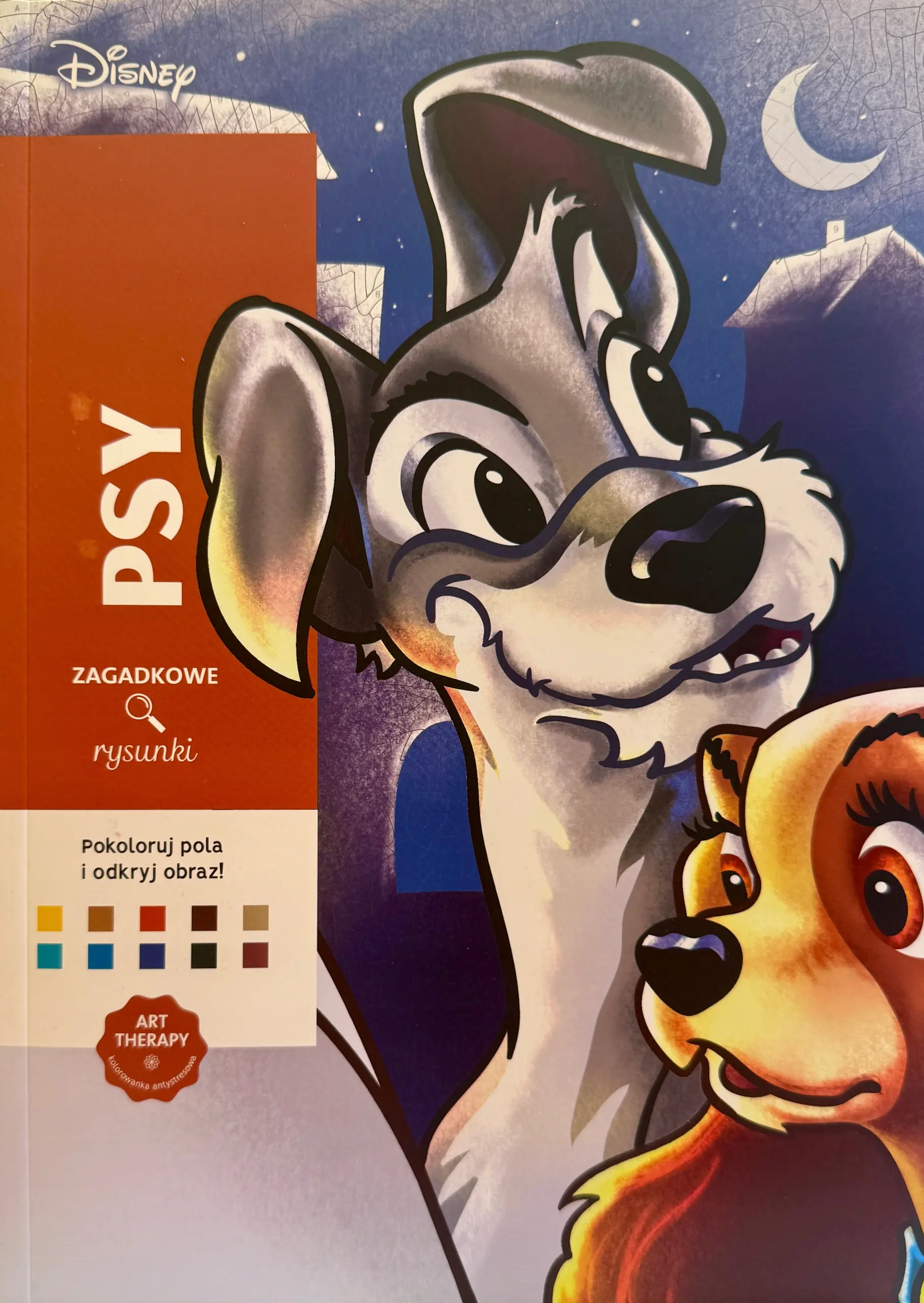 Książka - Art Therapy. Kolorowanka antystresowa. Disney Psy. Zagadkowe rysunki