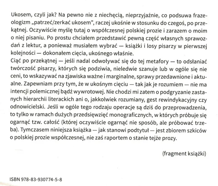 Książka - UKOSEM SZKICE o PROZIE