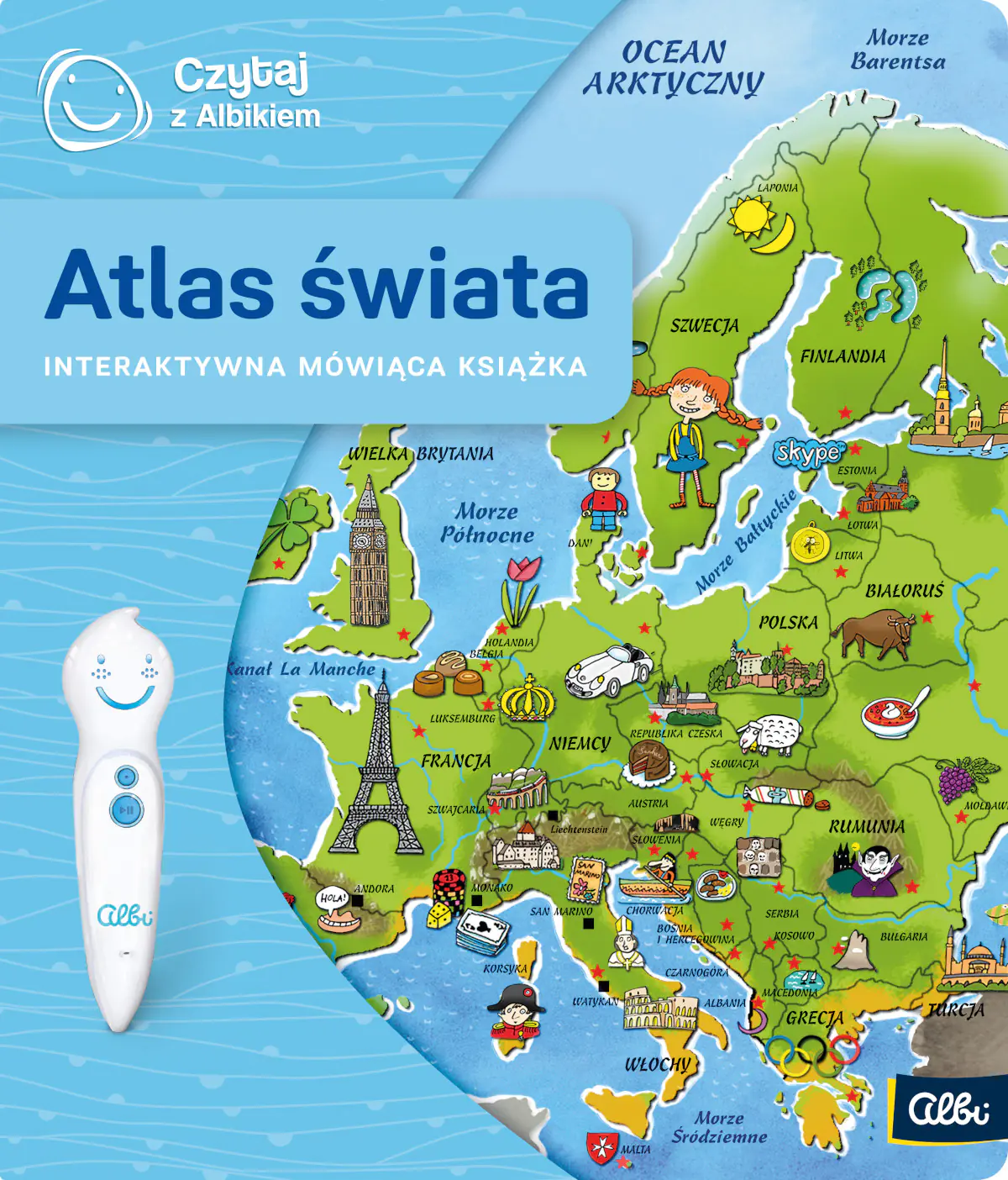 Książka - Czytaj z Albikiem, Atlas świata, interaktywna mówiąca książka
