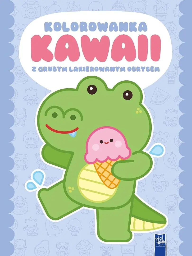 Książka - Kolorowanka Kawaii z grubym lakierowanym obrysem. Krokodyl