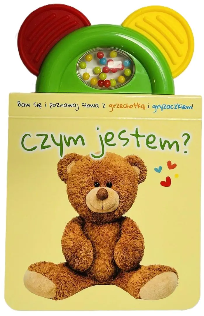 Książka - Czym jestem? Żółta. Książeczka z gryzaczkiem i grzechotką