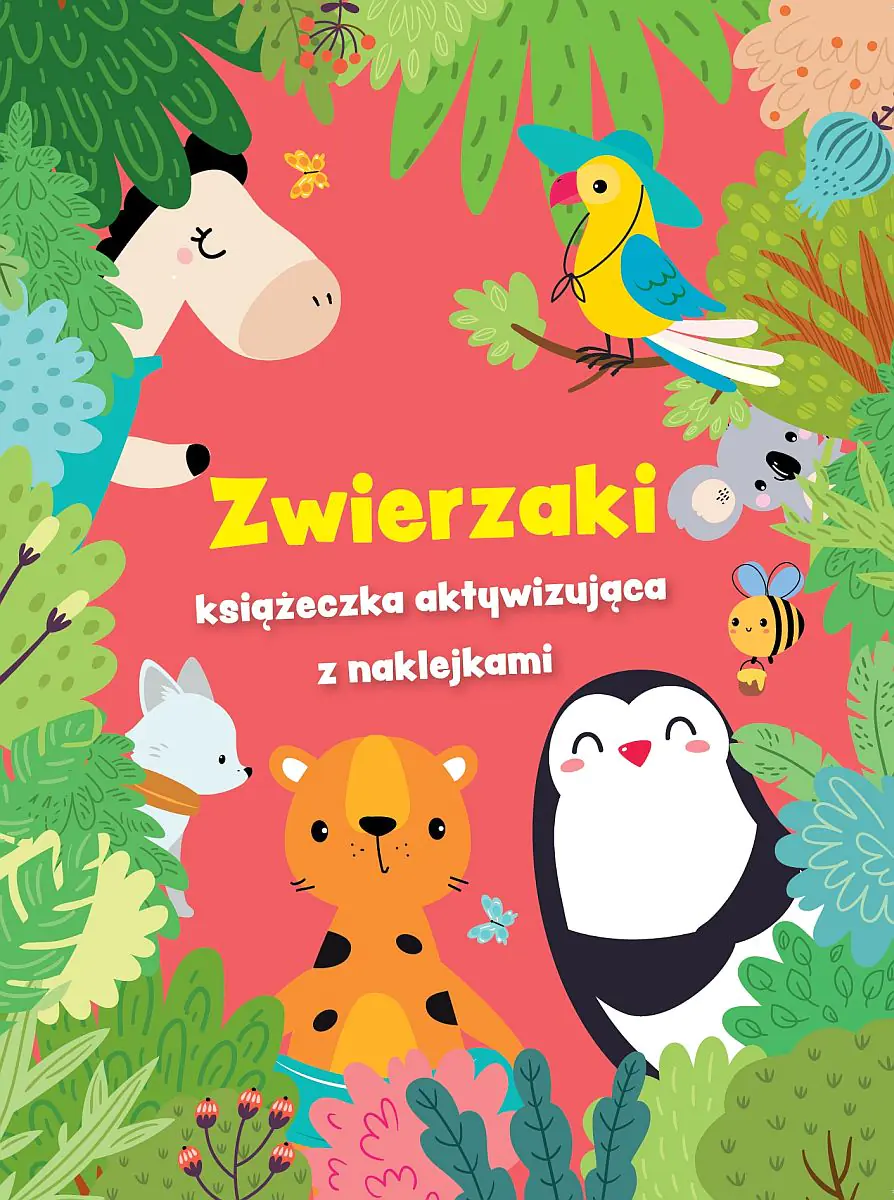 Książka - Zwierzaki - książeczka aktywizująca z naklejkami. Czerwona