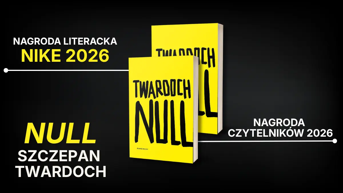 Okładka książki Null Szczepana Twardocha na czarnym tle.