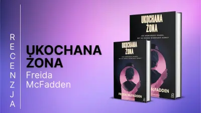 Okładka książki książkę „Ukochana żona” na fioletowym tle.